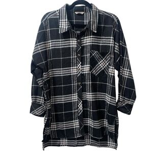 Ci Sonó Black White The Plaid Collection Top Plaid Button Up Long Sleeve Sz L